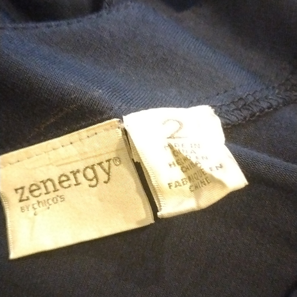 - Zenergy by Chicos navy soft stretchy tunic top with back crisscross detail - Picture 6 of 9